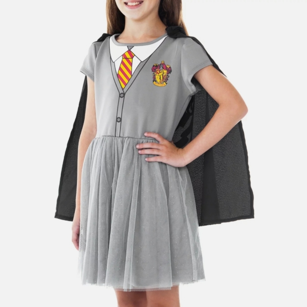 Girls Harry Potter Hermione Halloween Costume Dress w/ Cape Cosplay Size 14 NWT